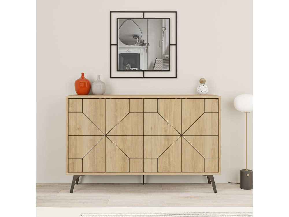 Aparador de madera "Dune" - 123 x 35 x 62 cm - Beige