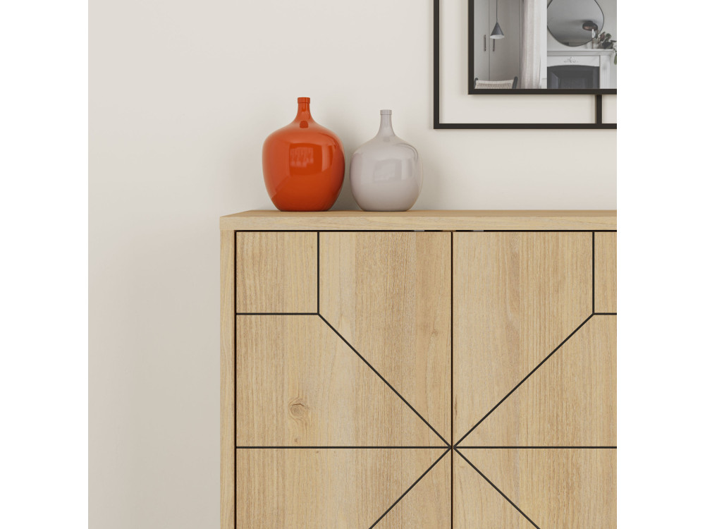 Aparador de madera "Dune" - 123 x 35 x 62 cm - Beige