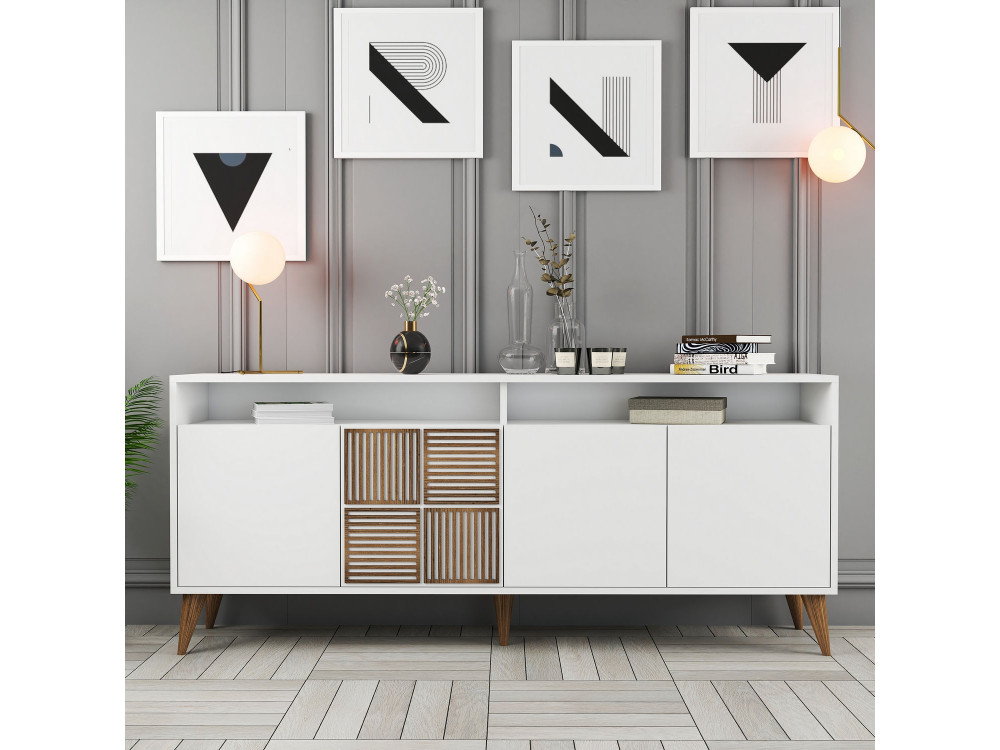 Consola de madera "Milan" - 180 x 35 x 78 cm - Blanco