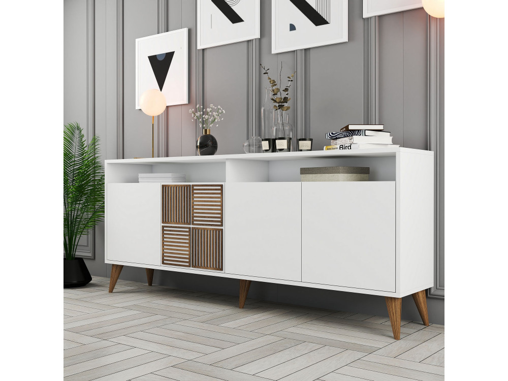 Consola de madera "Milan" - 180 x 35 x 78 cm - Blanco