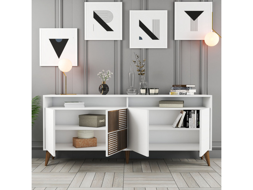 Consola de madera "Milan" - 180 x 35 x 78 cm - Blanco
