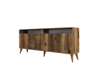Aparador de madera "Milan" - 180 x 35 x 78 cm - Nogal