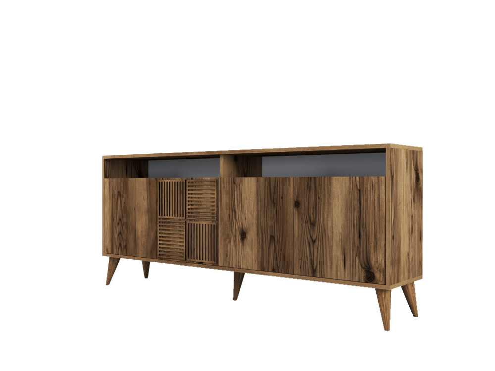 Aparador de madera "Milan" - 180 x 35 x 78 cm - Nogal