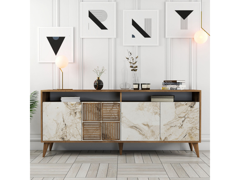 Consola de madera "Milan" 180 x 35 x 78 cm - Nogal