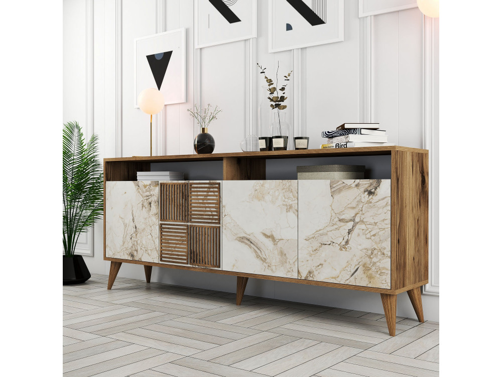 Consola de madera "Milan" 180 x 35 x 78 cm - Nogal