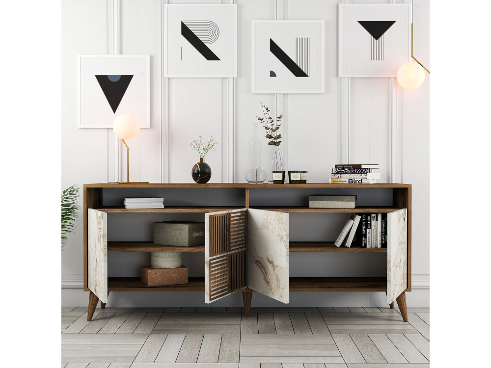 Consola de madera "Milan" 180 x 35 x 78 cm - Nogal