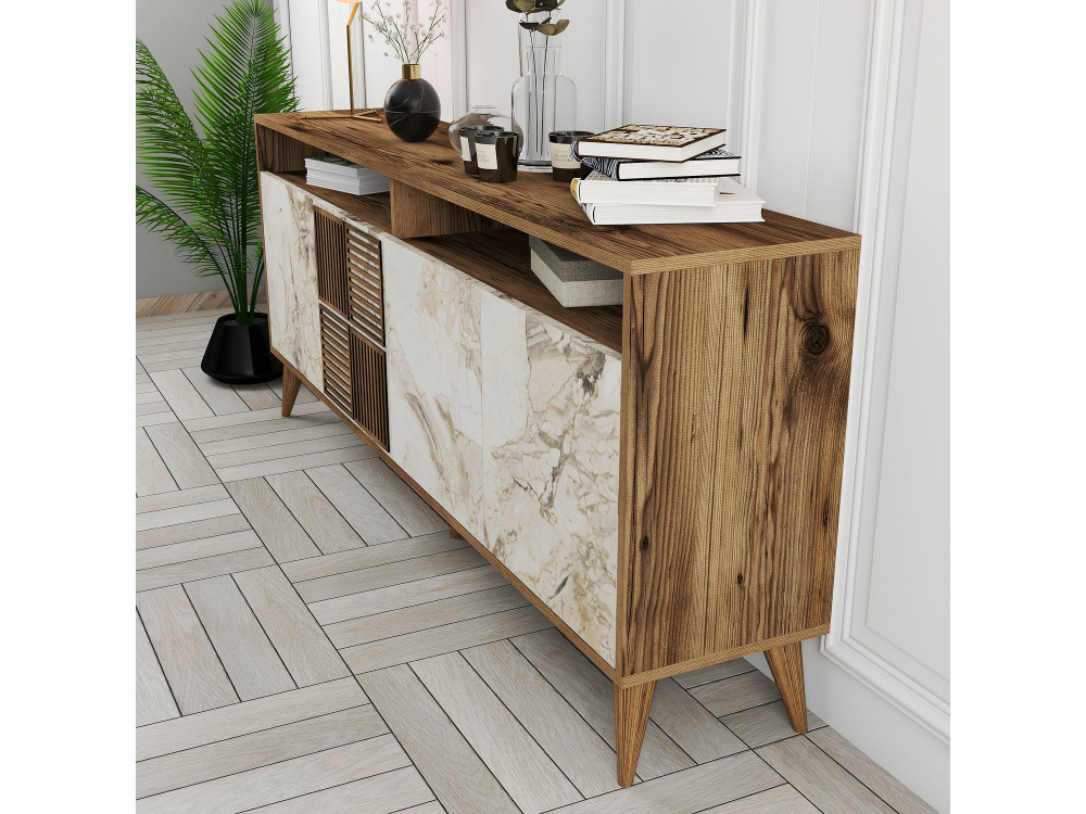 Consola de madera "Milan" 180 x 35 x 78 cm - Nogal