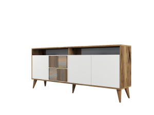 Aparador de madera "Milan" - 180 x 35 x 78 cm - Blanco
