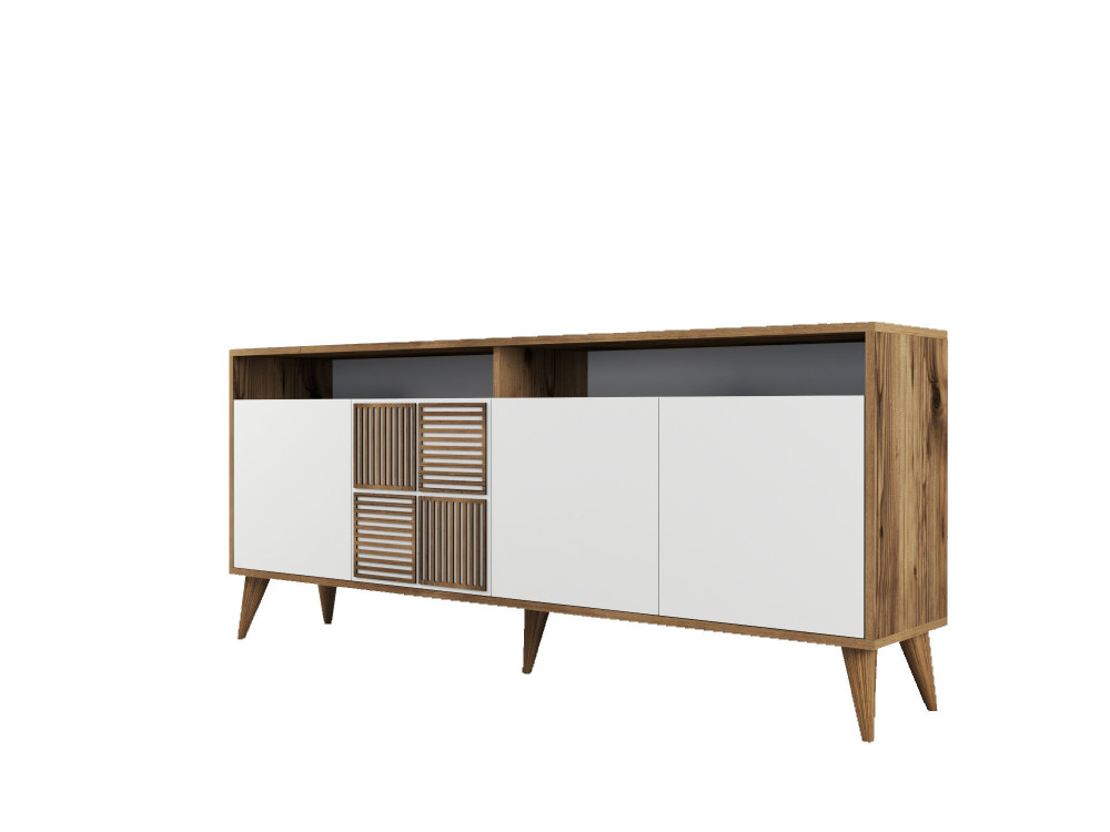 Aparador de madera "Milan" - 180 x 35 x 78 cm - Blanco