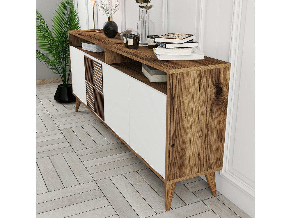 Aparador de madera "Milan" - 180 x 35 x 78 cm - Blanco