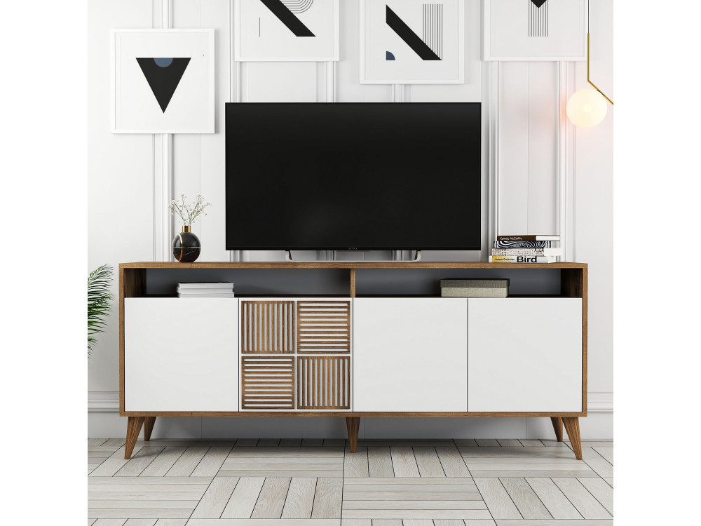 Aparador de madera "Milan" - 180 x 35 x 78 cm - Blanco