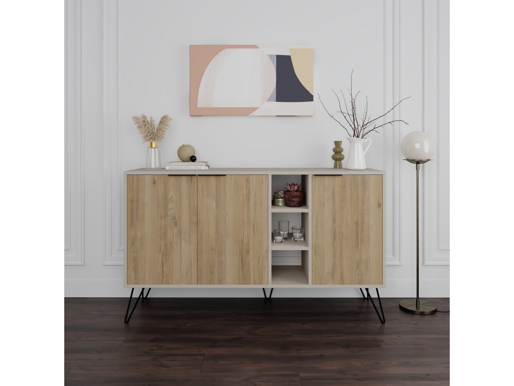 Aparador de madera "Clara" - 142 x 36 x 83 cm - Arenisca
