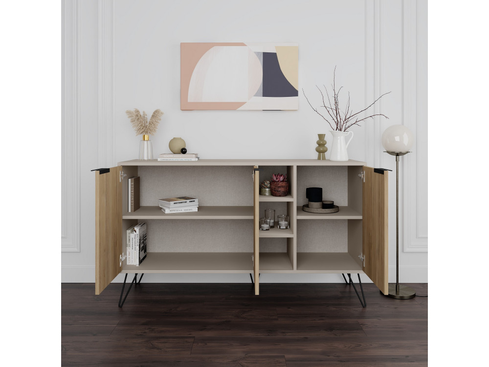 Aparador de madera "Clara" - 142 x 36 x 83 cm - Arenisca