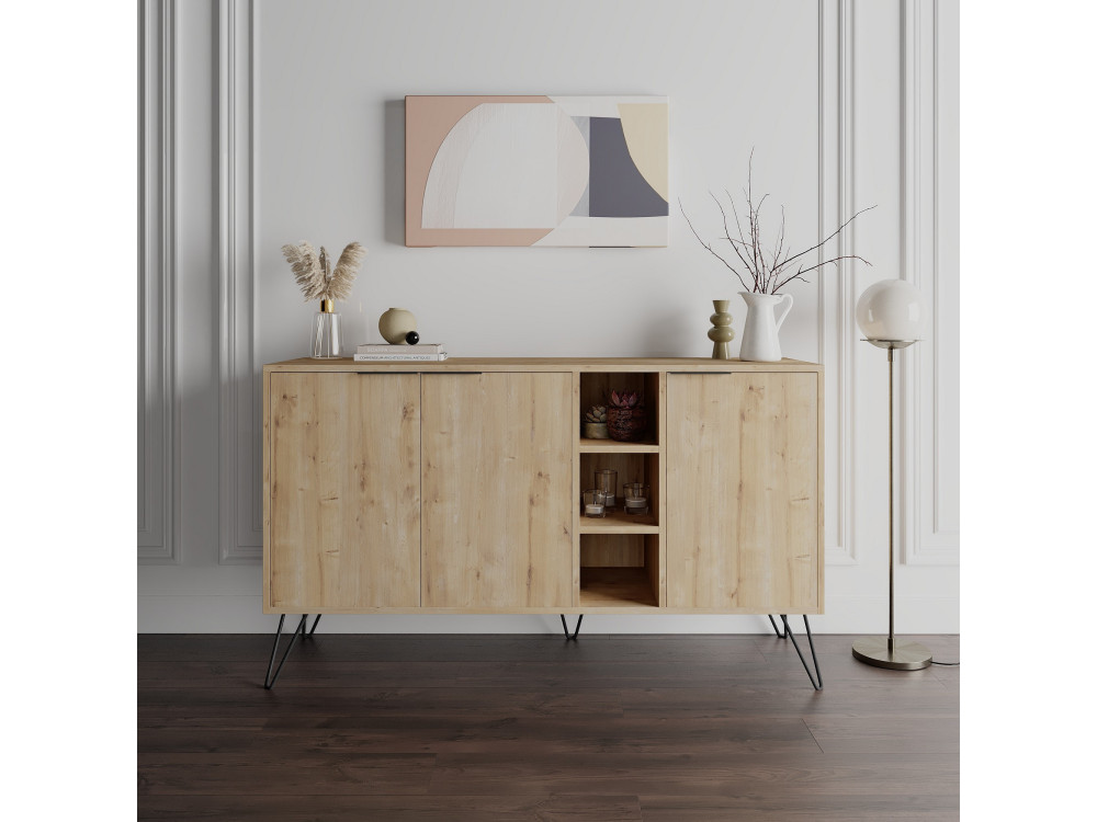 Aparador de madera "Clara" - 142 x 36 x 83 cm - Beige