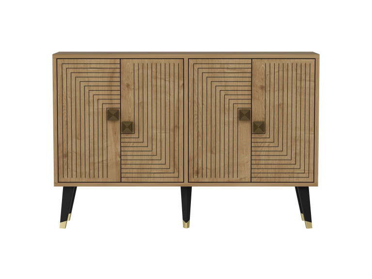 Aparador de madera "Ahart" - 120 x 30 x 80 cm - Roble Zafiro Dorado