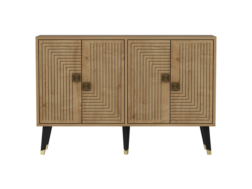 Aparador de madera "Ahart" - 120 x 30 x 80 cm - Roble Zafiro Dorado