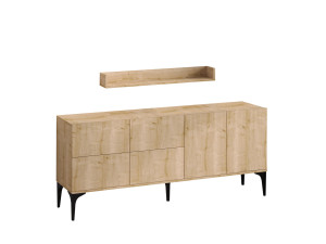 Aparador de madera "Stella" - 180 x 40 x 55 cm - Roble zafiro