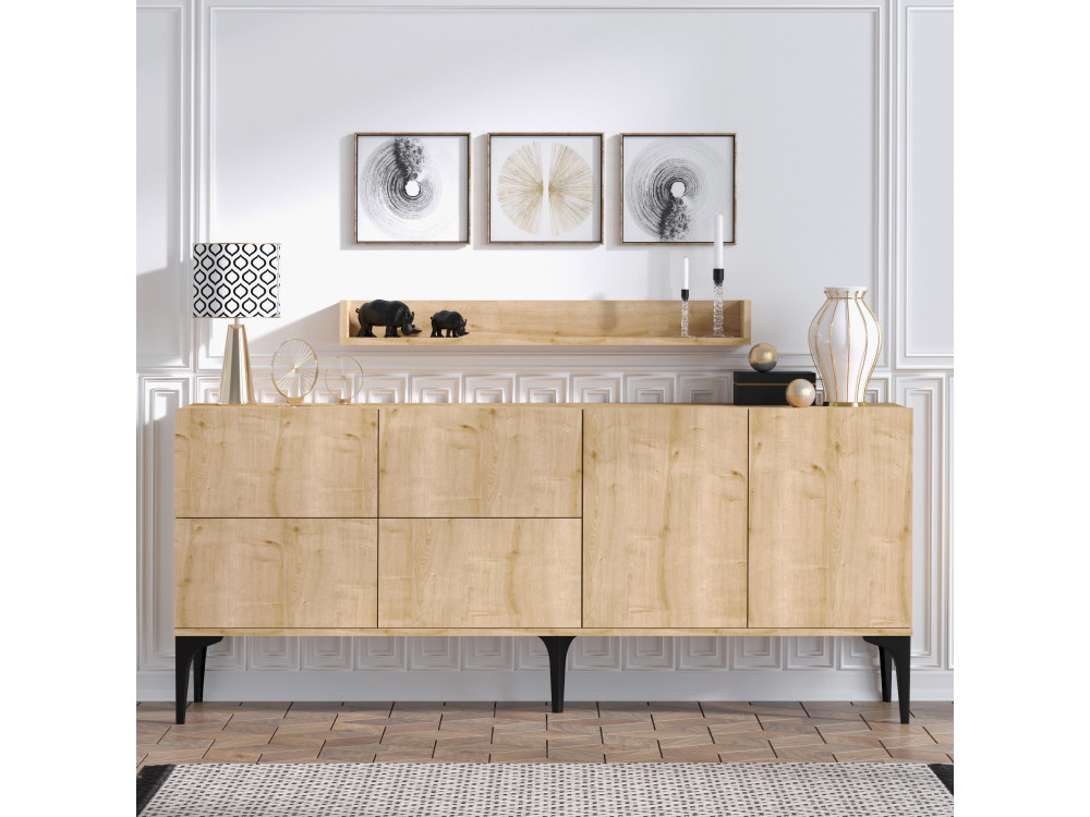 Aparador de madera "Stella" - 180 x 40 x 55 cm - Roble zafiro