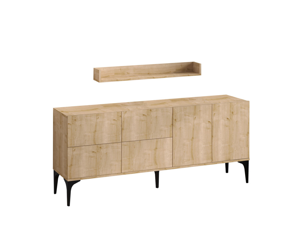 Aparador de madera "Stella" - 180 x 40 x 55 cm - Roble zafiro