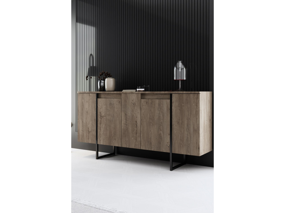 Aparador de madera "Luxe" - 160 x 35 x 80 cm - Nogal negro