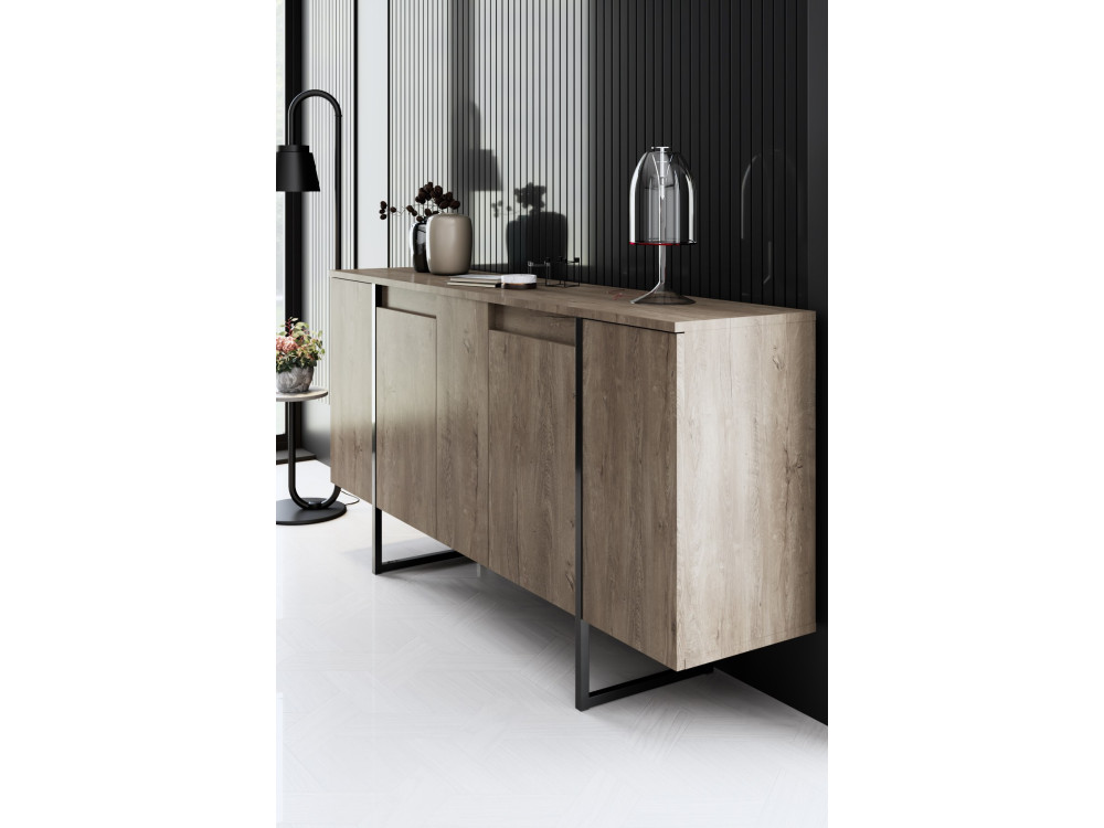 Aparador de madera "Luxe" - 160 x 35 x 80 cm - Nogal negro