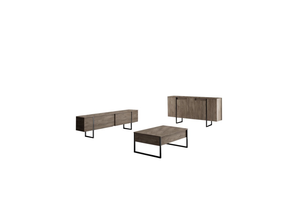 Aparador de madera "Luxe" - 160 x 35 x 80 cm - Nogal negro