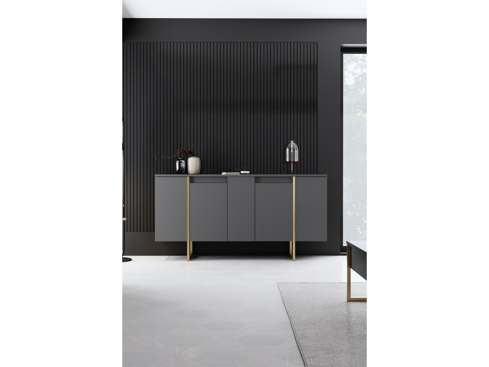 Aparador de madera "Luxe" - 160 x 35 x 80 cm - Oro antracita