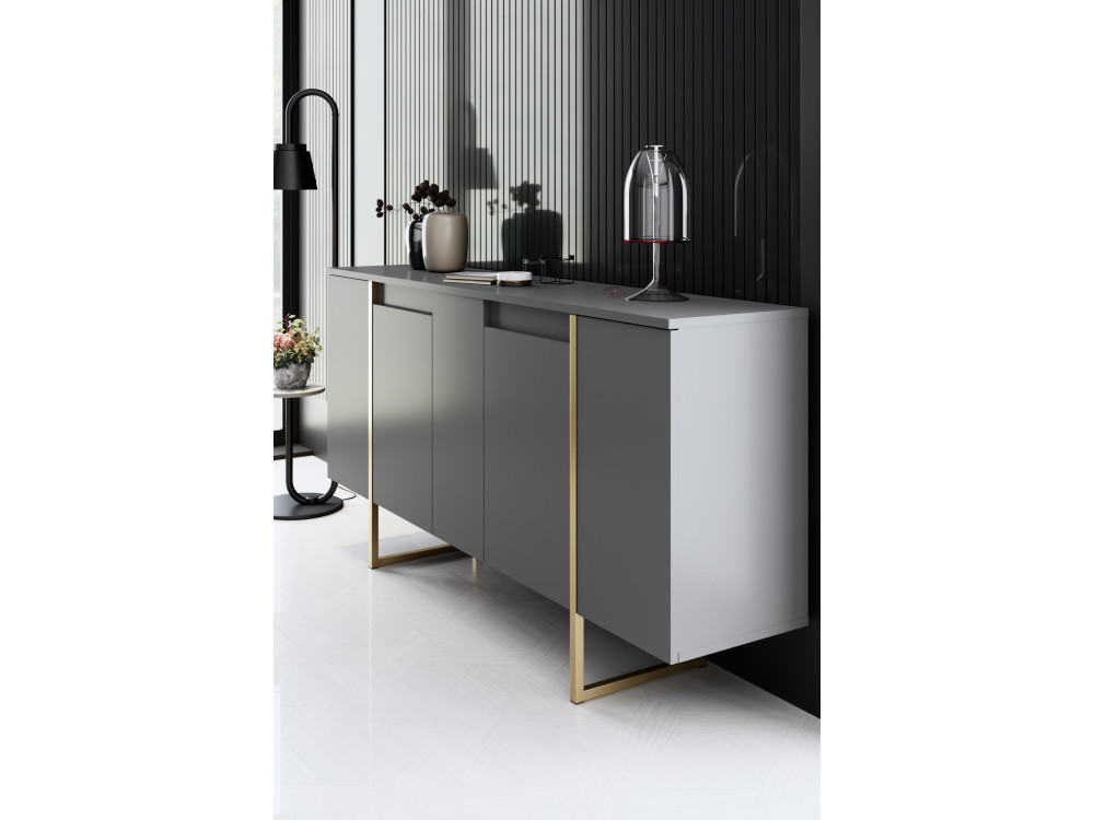 Aparador de madera "Luxe" - 160 x 35 x 80 cm - Oro antracita