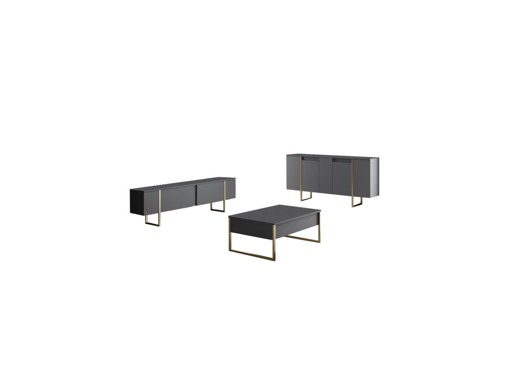 Aparador de madera "Luxe" - 160 x 35 x 80 cm - Oro antracita
