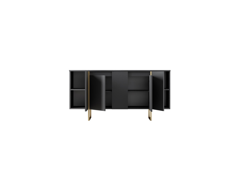 Aparador de madera "Luxe" - 160 x 35 x 80 cm - Oro antracita