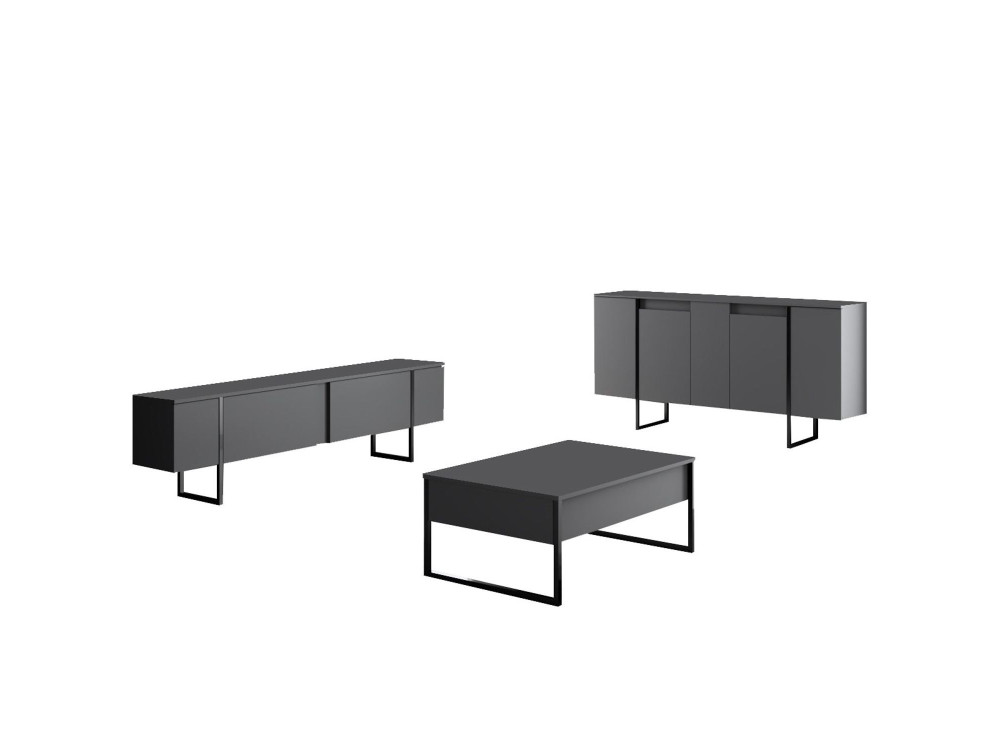 Aparador de madera "Luxe" - 160 x 35 x 80 cm - Gris antracita