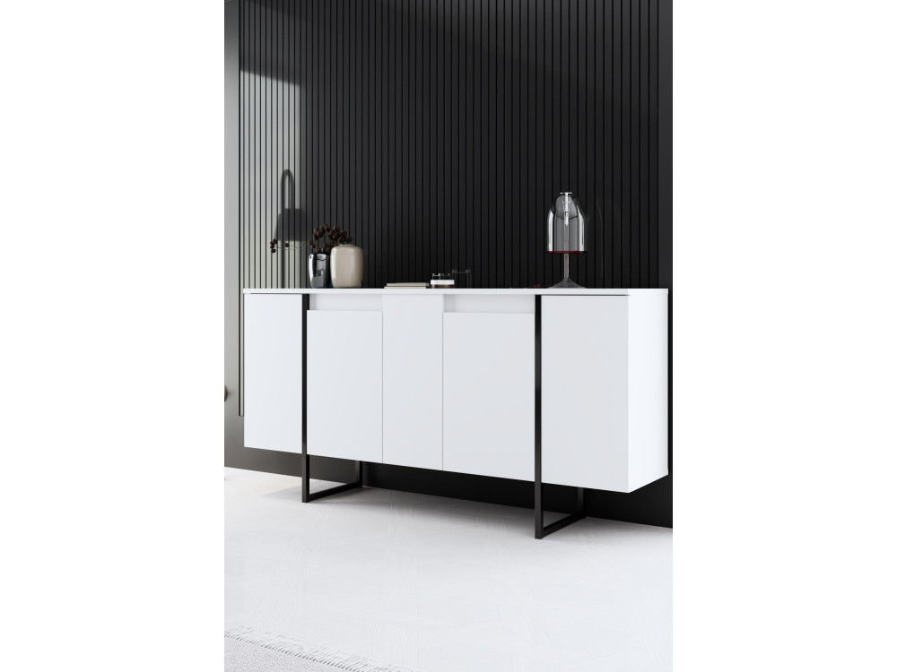 Aparador de madera "Luxe" - 160 x 35 x 80 cm - Blanco
