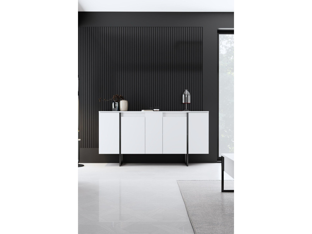 Aparador de madera "Luxe" - 160 x 35 x 80 cm - Blanco
