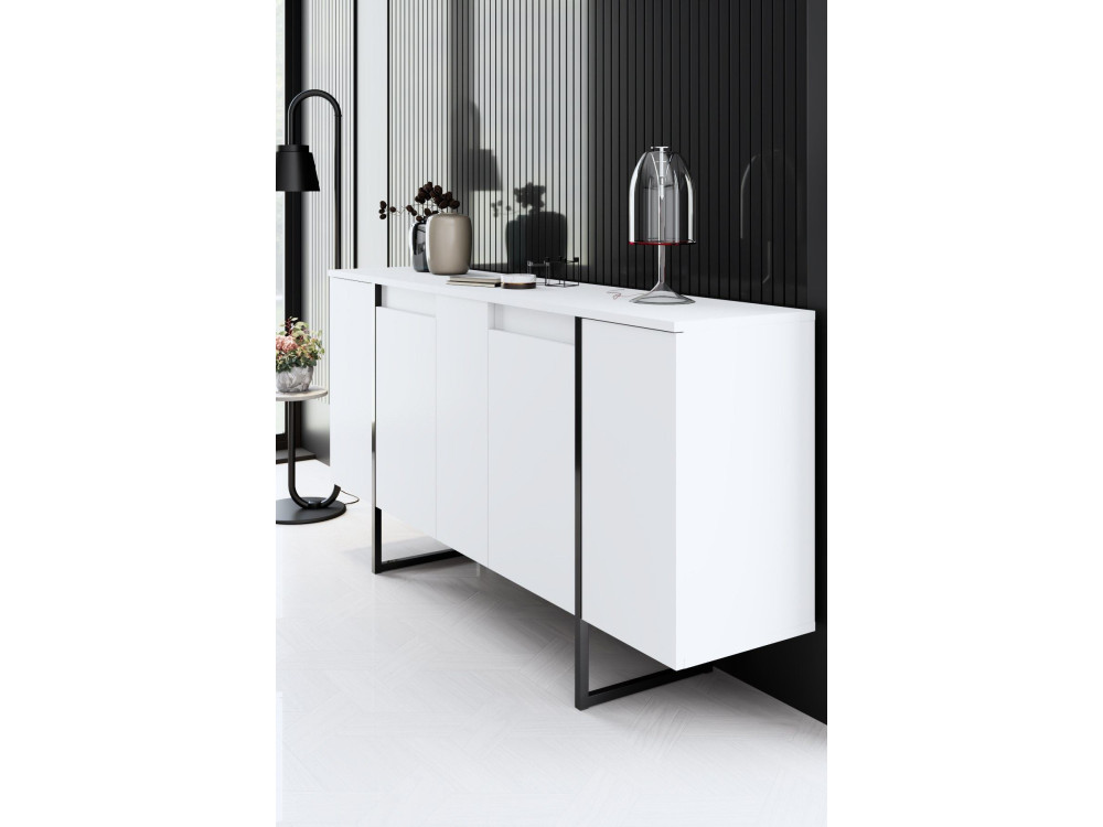 Aparador de madera "Luxe" - 160 x 35 x 80 cm - Blanco