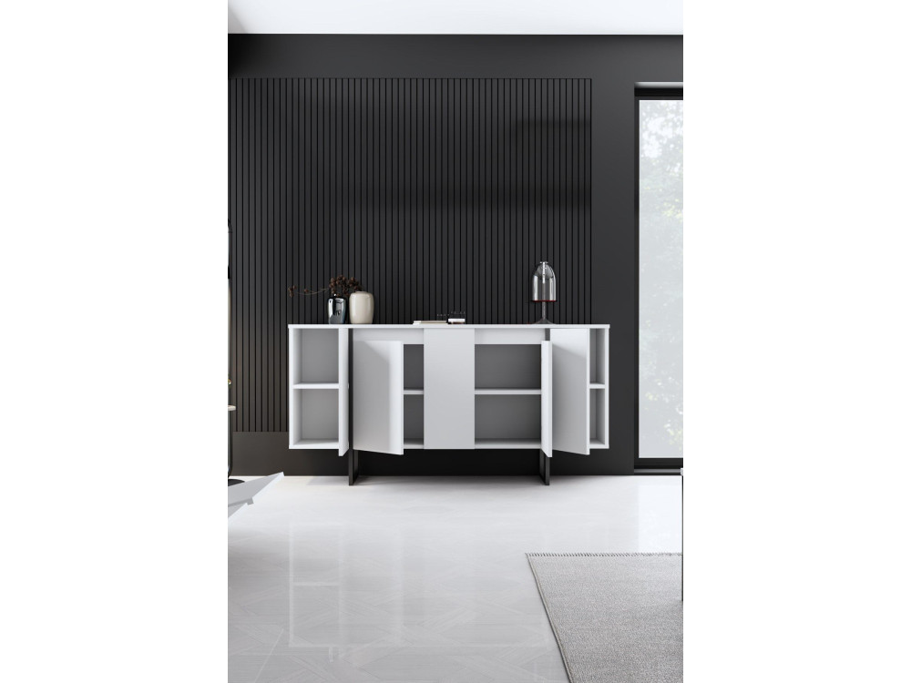 Aparador de madera "Luxe" - 160 x 35 x 80 cm - Blanco