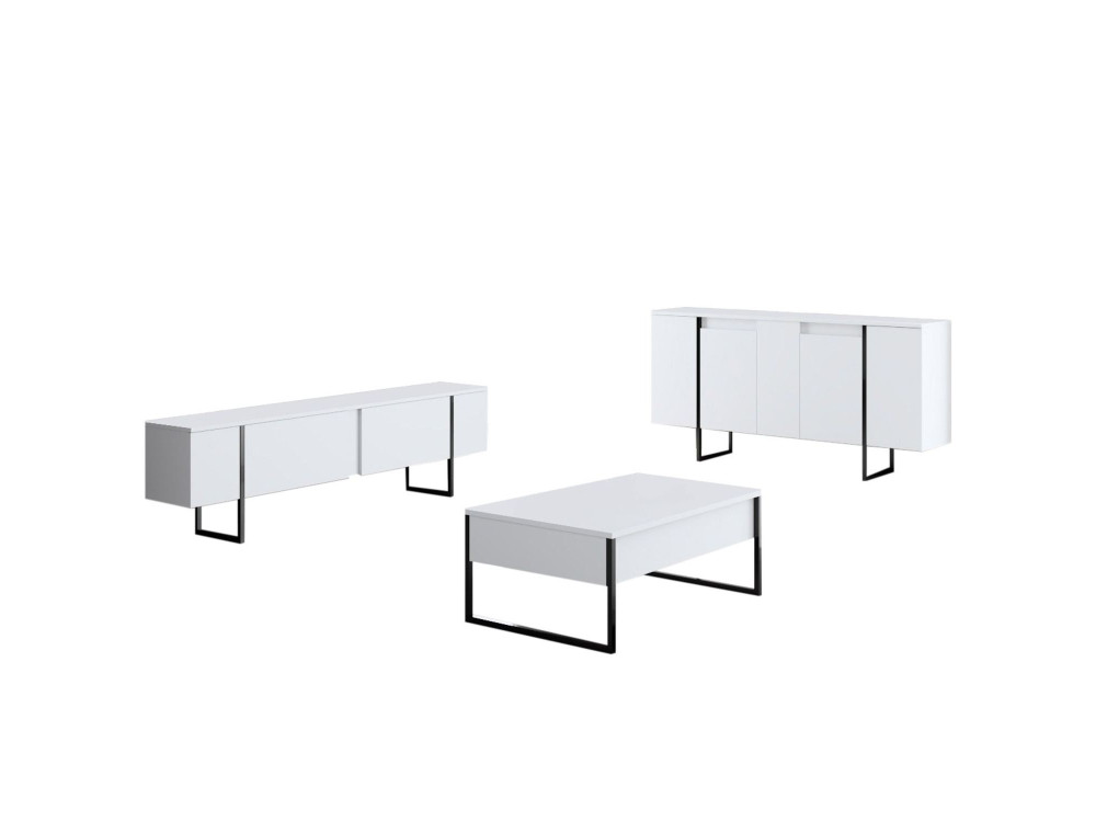Aparador de madera "Luxe" - 160 x 35 x 80 cm - Blanco