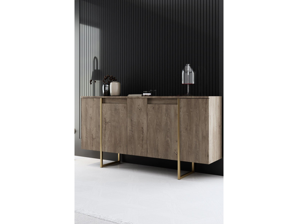 Aparador de madera "Luxe" - 160 x 35 x 80 cm - Marrón