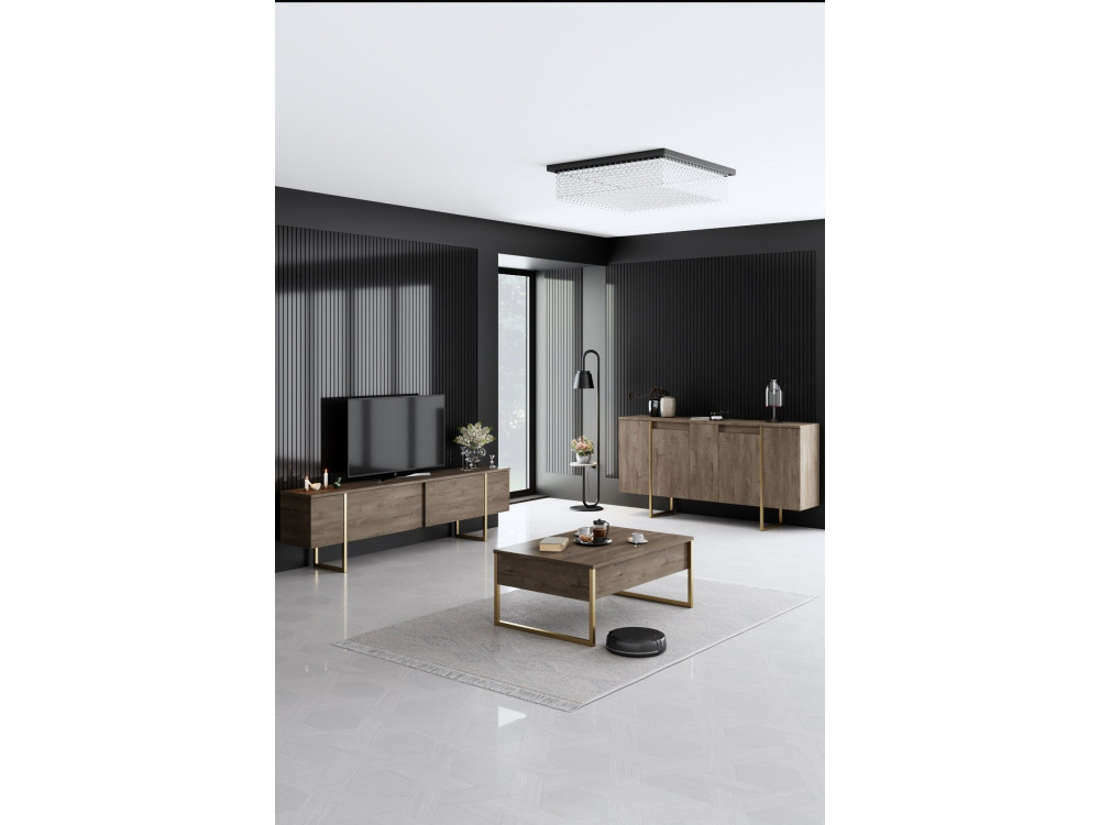 Aparador de madera "Luxe" - 160 x 35 x 80 cm - Marrón