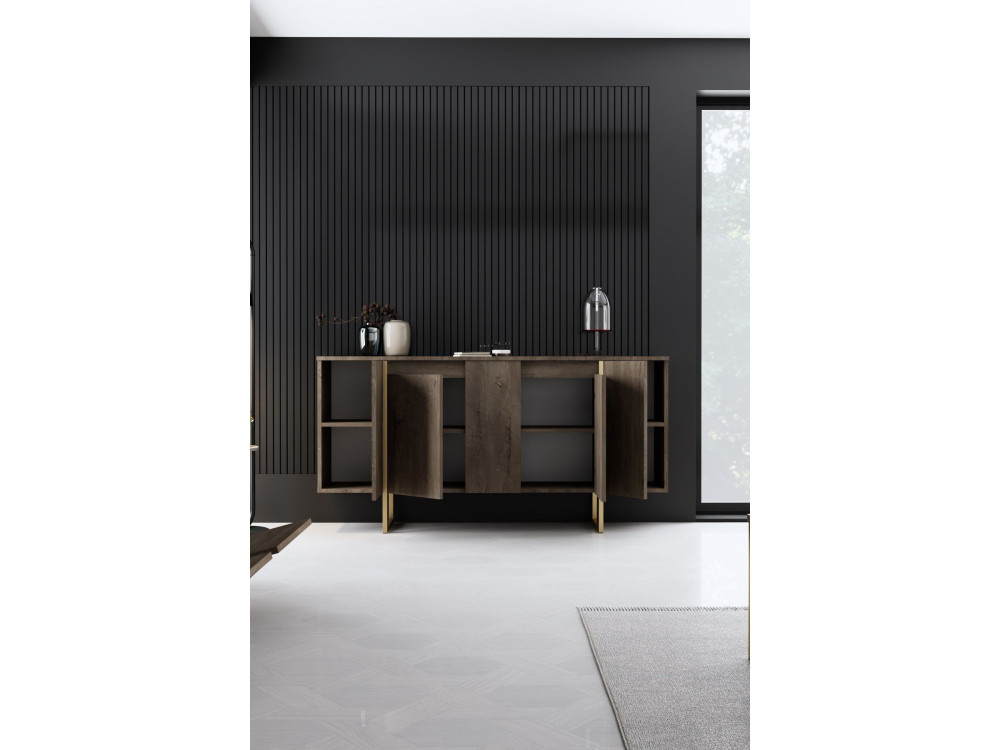Aparador de madera "Luxe" - 160 x 35 x 80 cm - Marrón