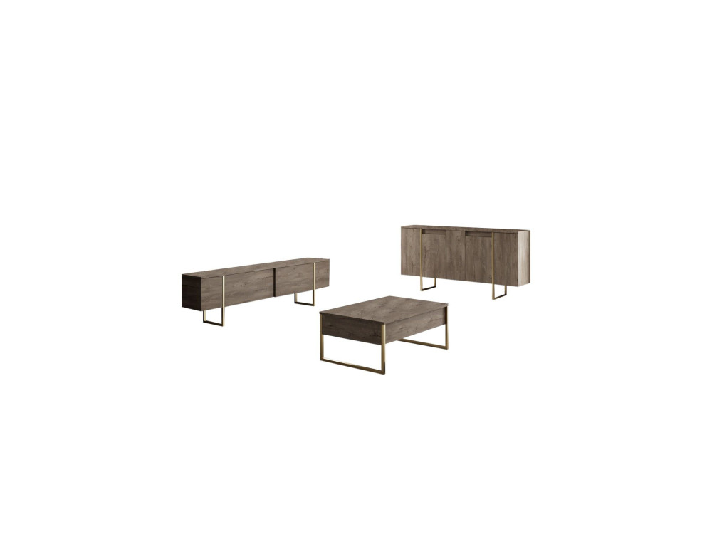 Aparador de madera "Luxe" - 160 x 35 x 80 cm - Marrón