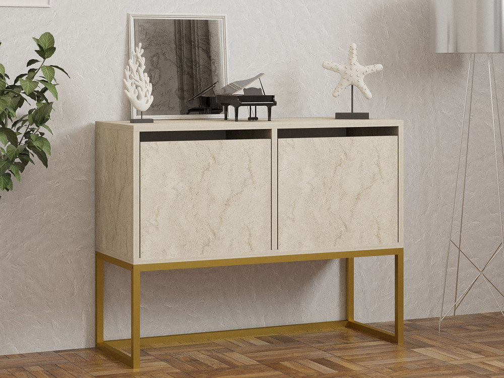 Aparador de madera "Zermat" - 90 x 34 x 70 cm - Travertino