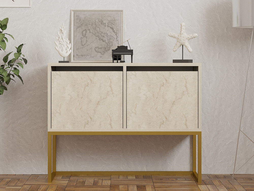 Aparador de madera "Zermat" - 90 x 34 x 70 cm - Travertino