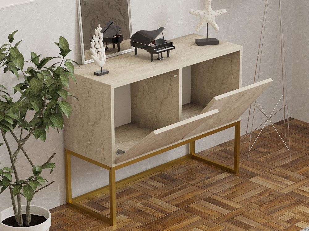 Aparador de madera "Zermat" - 90 x 34 x 70 cm - Travertino