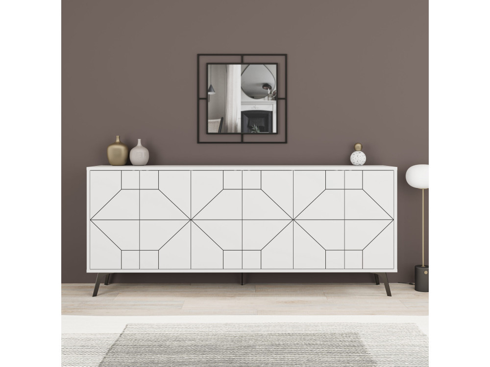 Aparador de madera "Dune" - 184 x 35 x 77 cm - Blanco