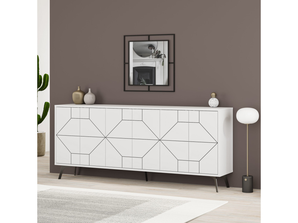Aparador de madera "Dune" - 184 x 35 x 77 cm - Blanco