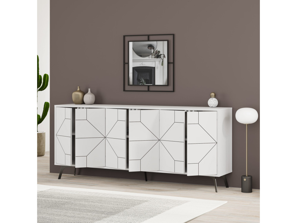 Aparador de madera "Dune" - 184 x 35 x 77 cm - Blanco