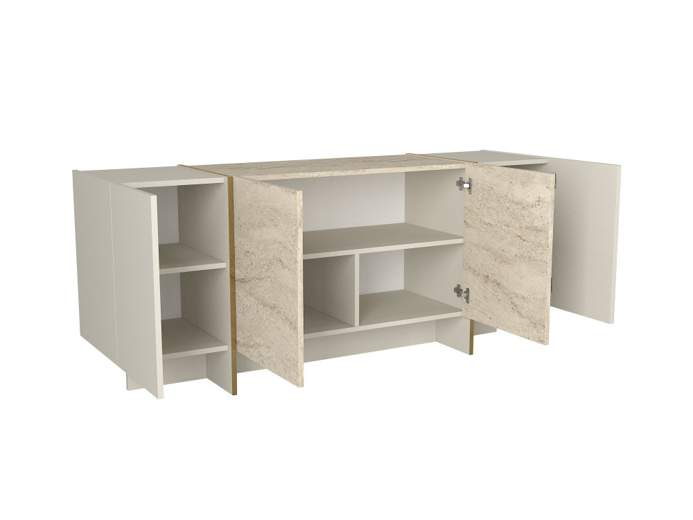 Aparador de madera "Veyron" - 180 x 46 x 75 cm - Travertino, Arenisca
