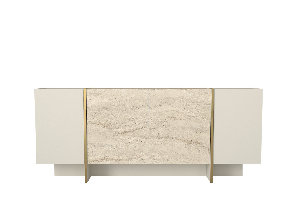 Aparador de madera "Veyron" - 180 x 46 x 75 cm - Travertino, Arenisca