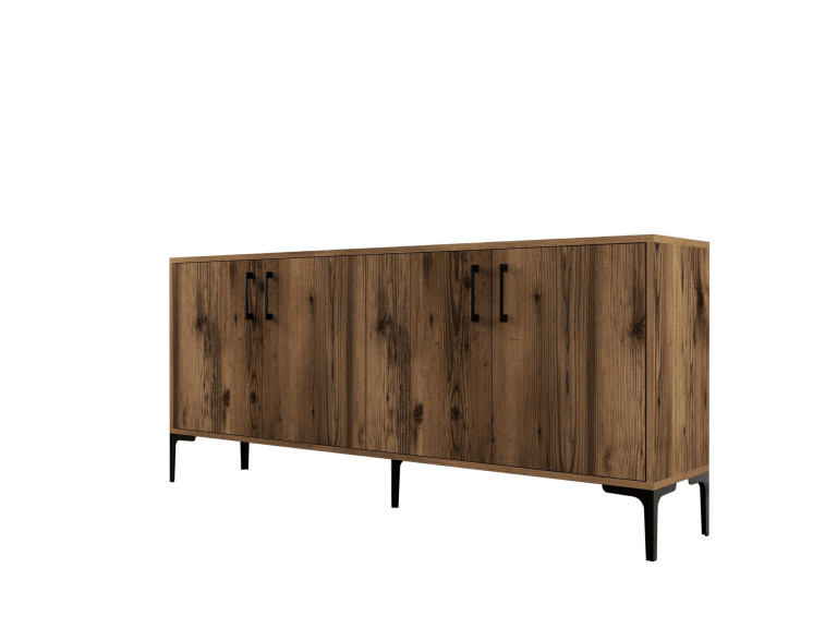 Aparador de madera "Kiev" - 180 x 35 x 78 cm - Nogal