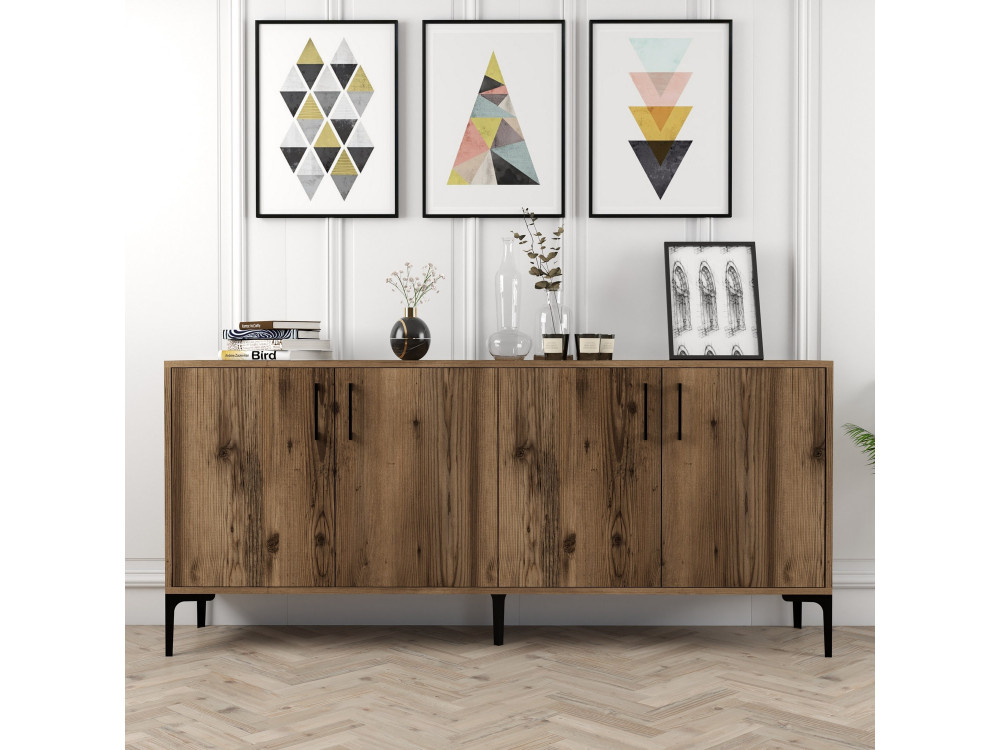 Aparador de madera "Kiev" - 180 x 35 x 78 cm - Nogal